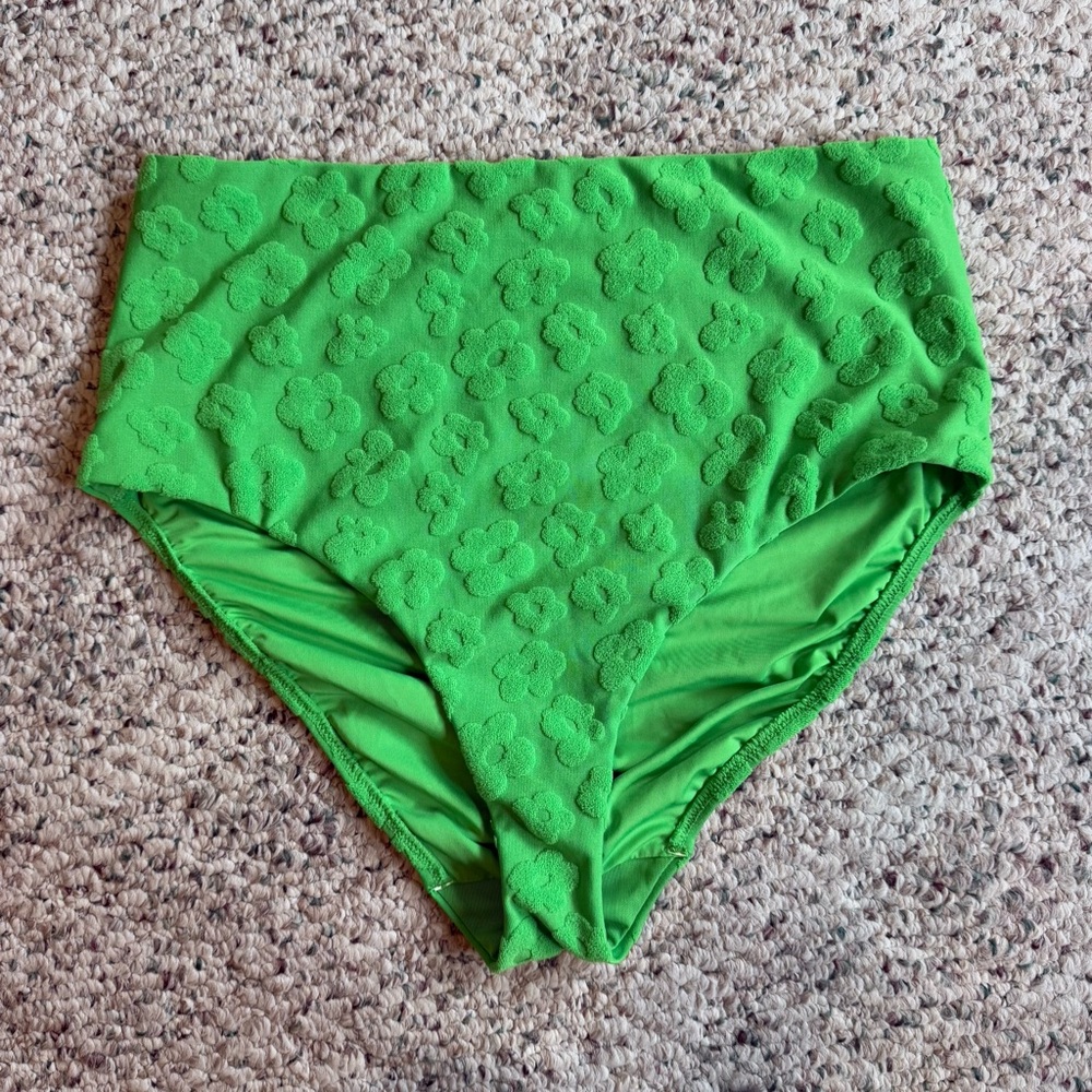 Bravissimo Women's Ostia High Waisted Floral Swim Bottoms Green Size